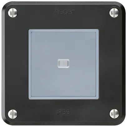 Contatto pulsante INC robusto IP55 2P nero illuminato 