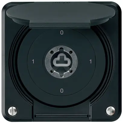 Interruttore a chiave INC robusto IP55 con copertura senza cilindro S0/2P nero 