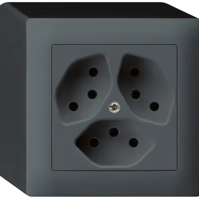 Prise AP kallysto 3×T13 anthracite avec sécurité enfants 