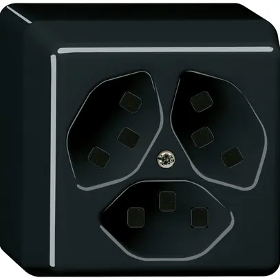 Presa AP Hager basico 3×tipo 23 P nero 