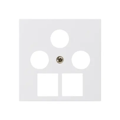 Plaque frontale kallysto 3×coaxial/2×RJ45 blanc 