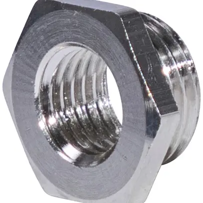 Réduction 6 pans M40×1.5 extérieur/M32×1.5 intérieur laiton nickelé 