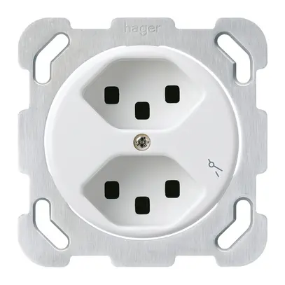 Presa INC Hager basico 2×tipo 23 1×S B bianco 