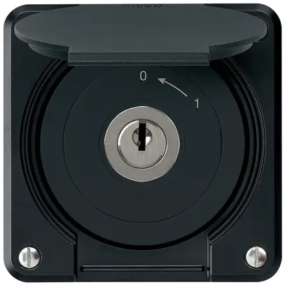 Contact pivotant à clé ENC robusto IP55 noir avec clapet 2P 
