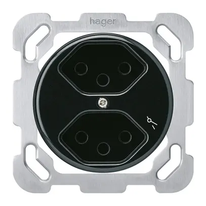 Insert pour prise ENC basico 2×type 13/1 noir avec sécurité enfants 