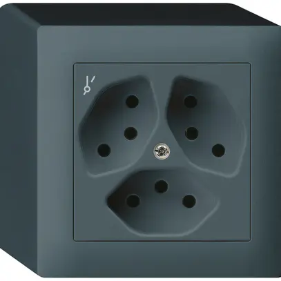 Prise AP kallysto 3×T13/1 anthracite avec sécurité enfants 