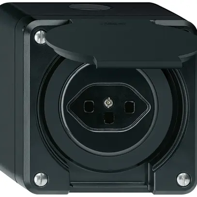 Prise AP robusto type 23 noir avec bornes à fiches 