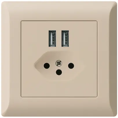 Prise ENC 2×USB & T13 kallysto.line 2400mA beige 