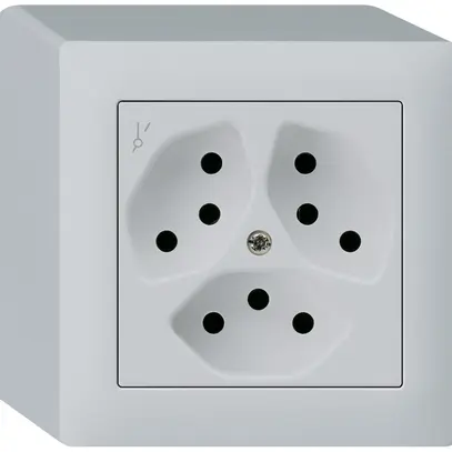 Prise AP kallysto 3×T13/1 gris clair avec sécurité enfants 