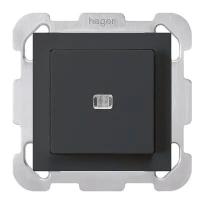 Pulsante luminoso INC kallysto A-R/1P nero con piastra di fissaggio 