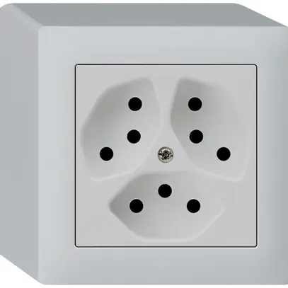 Prise AP kallysto 3×T13 gris clair avec sécurité enfants 