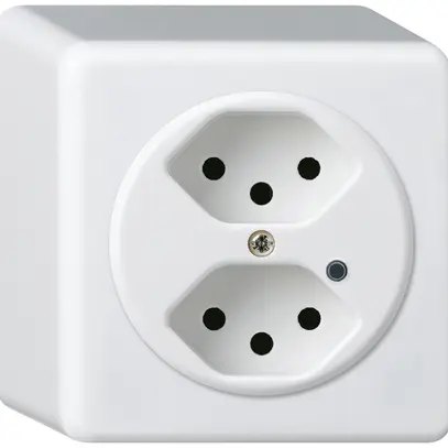 Prise AP Hager basico 2×type 13 illuminé Q blanc 