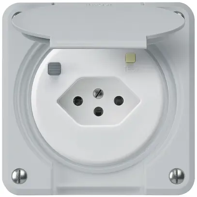 FI-Steckdose robusto A T13 30mA hellgrau, mit Shutter 