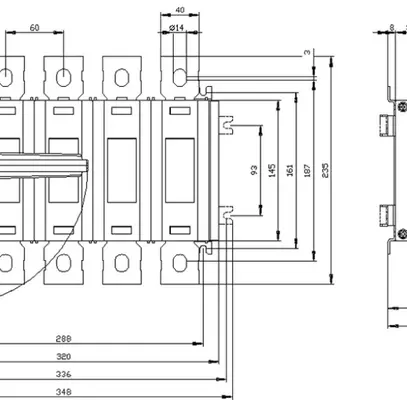 Sezionatore di carico AMD Siemens SENTRON 3KD4 4P 630A 1000V 8NC 8NO IP00 grigio 