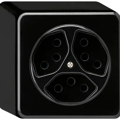 Presa AP basico 3×tipo 13 nero h=54mm 