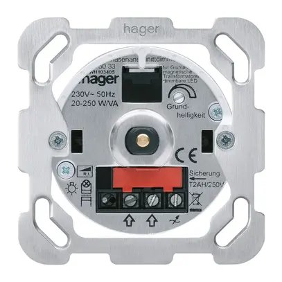 Inserto varialuce universal Hager taglio di fase con placca di fissaggio e LED 