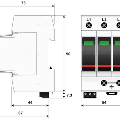 Überspannungsableiter  Citel DAC50VGS-30-275, Typ 2+3, 3-polig 