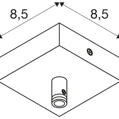 Rosone da soffitto GLENOS, 85×85×27mm con scarico di trazione nero opaco 