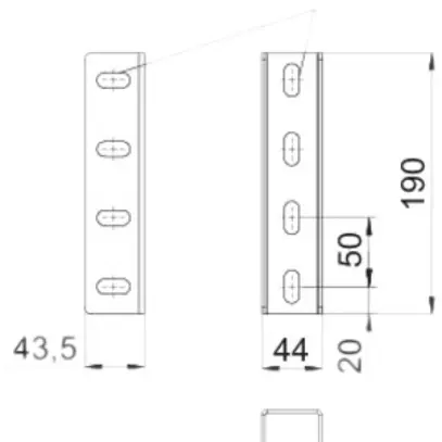 Raccordo U montante Bettermann 200×44mm zincato a caldo a immersione 