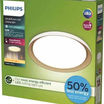Plafonnier LED Philips Pebblo 10W 1850lm 827 Ø320mm blanc 