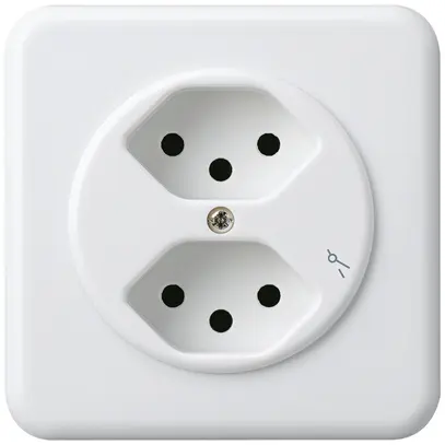 Prise ENC basico 2×type 13/1 blanc avec sécurité enfants pour BOMI 