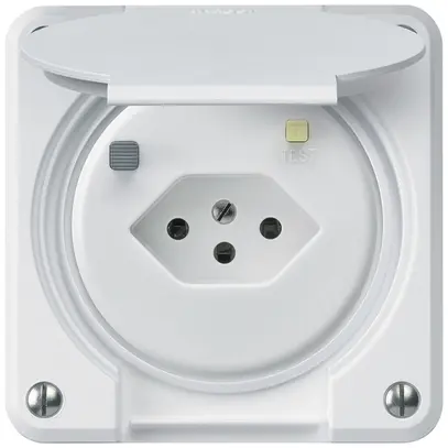 Presa FI robusto A T13 30mA bianco, con shutter 