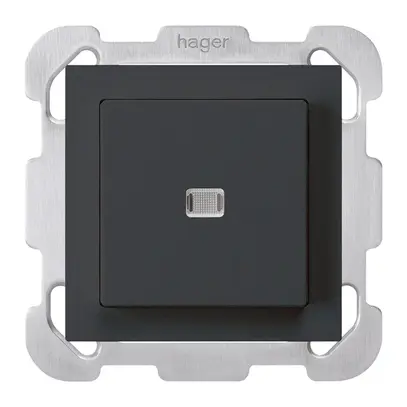 Pulsante luminoso INC kallysto A-R/2P nero con piastra di fissaggio 