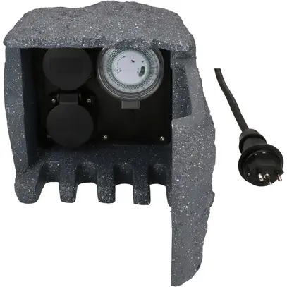 Prise de jardin MH 2×T13 minuterie aspect pierre grf résine 1.4m avec T13 10A 