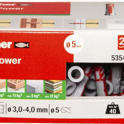 Universaldübel fischer DuoPower 5×25mm Nylon grau/rot 