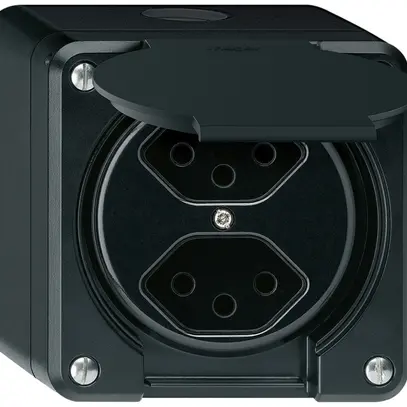 AP-Steckdose robusto 2×Typ 13 schwarz 