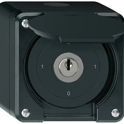 Interruttore a chiave AP robusto IP55 con copertura S0/1P nero 