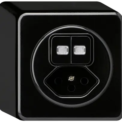 AP-Kombination beleuchtet basico 2×AR/1L+Typ 13 schwarz 2 Linsen 