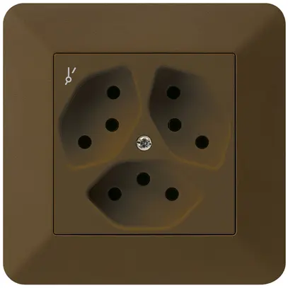 Prise ENC kallysto.trend 3×T13/1 brun avec sécurité enfants 