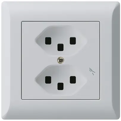 Prise ENC Hager kallysto.line 2×T23 1×S C gris clair 