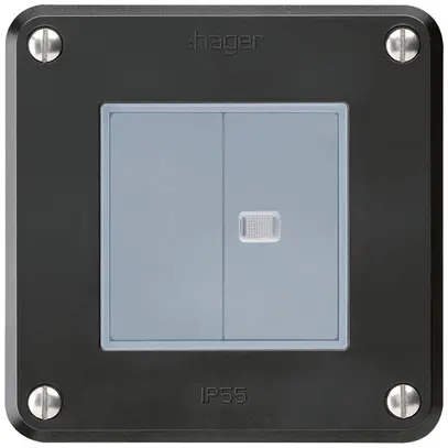 Contact à poussoir ENC robusto IP55 2×1P noir 1×lumineux 