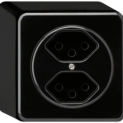 Prise AP basico 2×type 13 noir h=54mm 