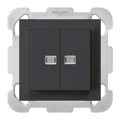 Pulsante luminoso INC kallysto 2×AR/1P con 2 lenti nero con piastra di fissaggio 