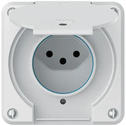 Presa INC robusto 1×tipo 13 luminoso IP55 bianco 