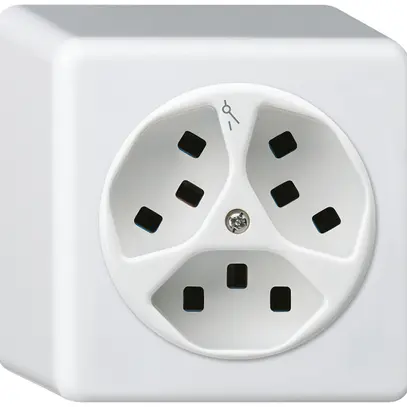 Presa AP Hager basico 3×tipo 23 1×S Q bianco 