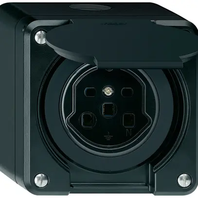Prise AP HA robusto type 25 avec bornes enfichables avec couvercle noir 