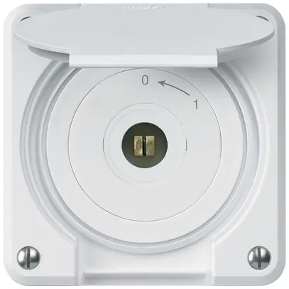 Contatto rotativo chiave quadrata INC robusto IP55 bianco con coperchio 2P 