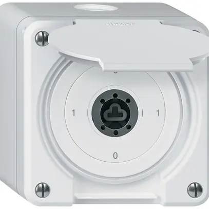Interruttore a chiave AP robusto IP55 con copertura senza cilindro S0/3P bianco 