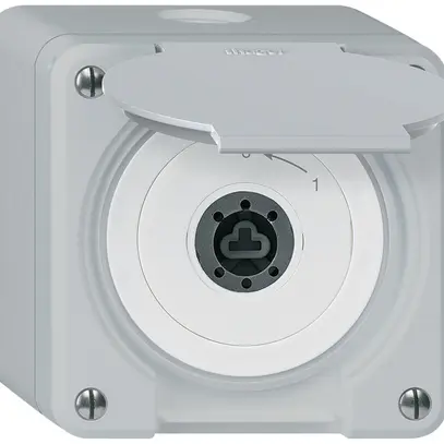 Contatto rotativo chiave AP robusto IP55 grigio con coperchio senza cilindro 1P 