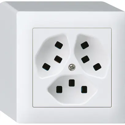 Prise AP Hager kallysto 3×T23 Q blanc ultra 