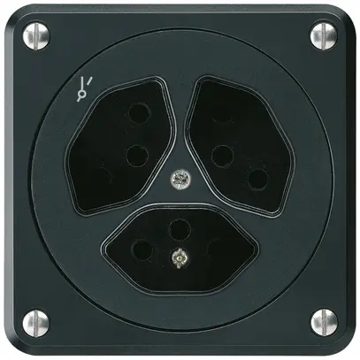 Presa INC robusto 3×tipo 13/1 nero senza copercchio 