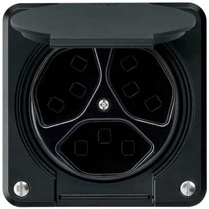 Presa INC Hager robusto, 3×T23, con coperchio C, nero 