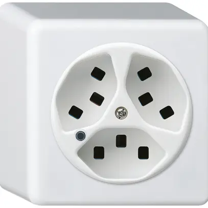 Presa AP Hager basico 3×tipo 23 illuminati Q bianco 