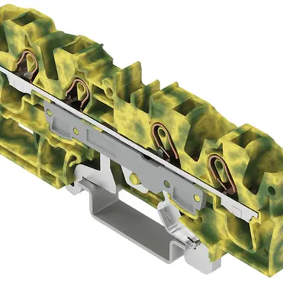 Borne de terre joignable WAGO TOPJOB S 6mm² Push-in 4×1 DIN35 vt/jn 