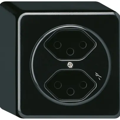 Presa AP basico 2×tipo 13/1 nero h=54mm 