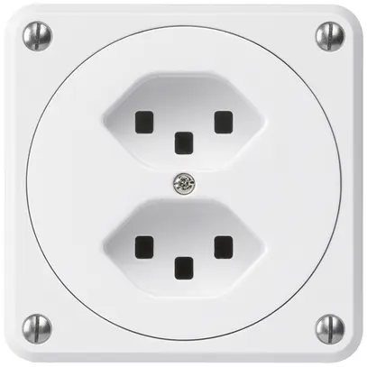 Presa INC robusto 2×tipo 23 bianco senza copercchio 